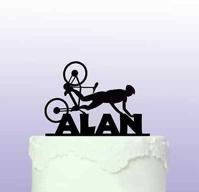 Personalised Mountain Bike Crash Acrylic Cake Topper
