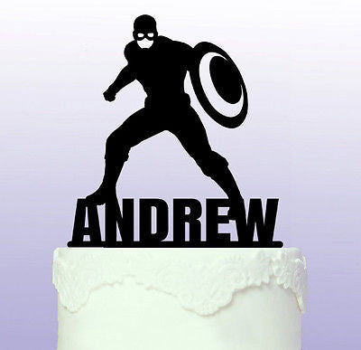 Personalised Captain America Superhero Cake Topper