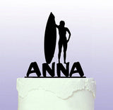 Personalised Surfing Babe Cake Topper