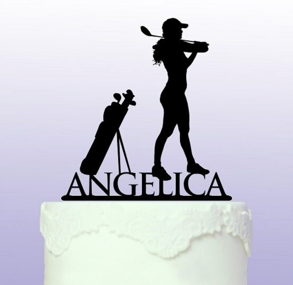 Personalised Female Golfer Golf Cake Topper