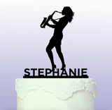 Personalised Female Sax Player Cake Topper