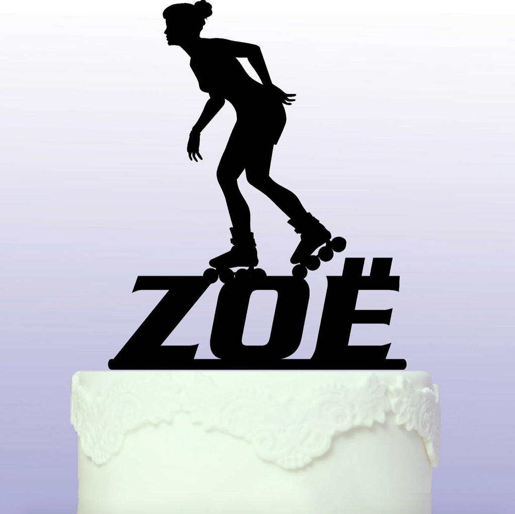 Personalised Female Rollerskate Cake Topper - Skates Skating