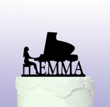 Personalised Female Piano Playing - Pianist Acrylic Cake Topper