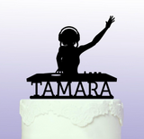 Personalised  Female DJ Cake Topper - Club - Mixer