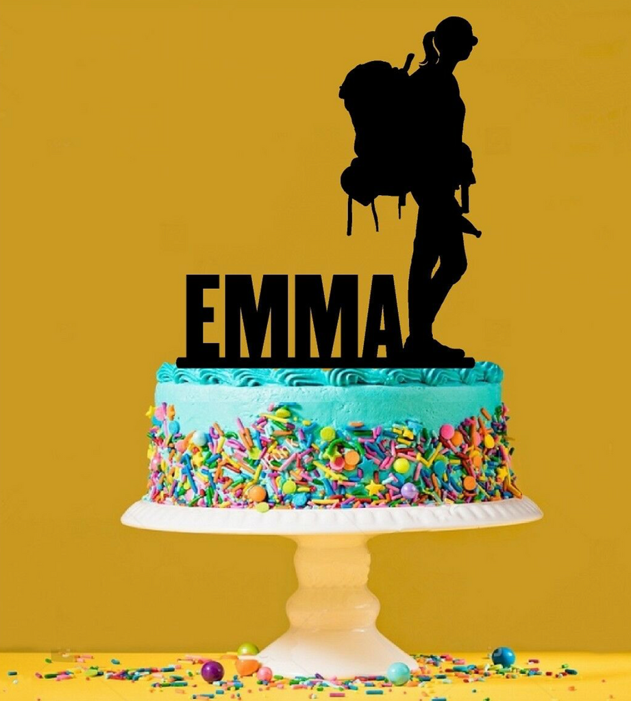 Personalised Backpacking Girl Acrylic Cake Topper - Backpacker Travel